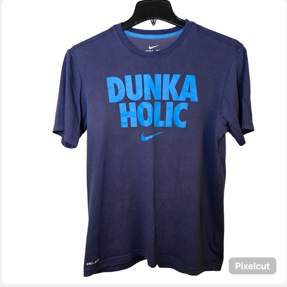 Nike dri-fit blue short sleeve cotton blend knit graphic t-shirt size M US - Picture 1 of 5